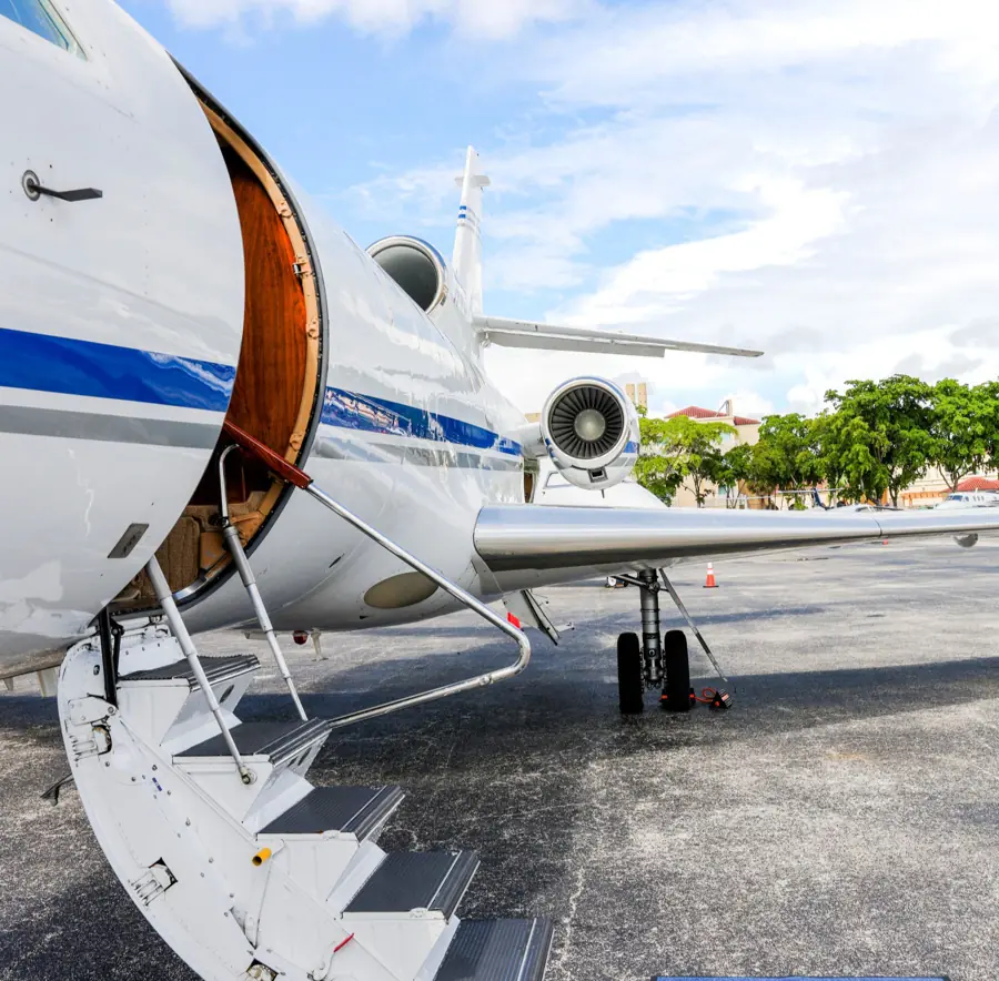 Guests boarding a private jet