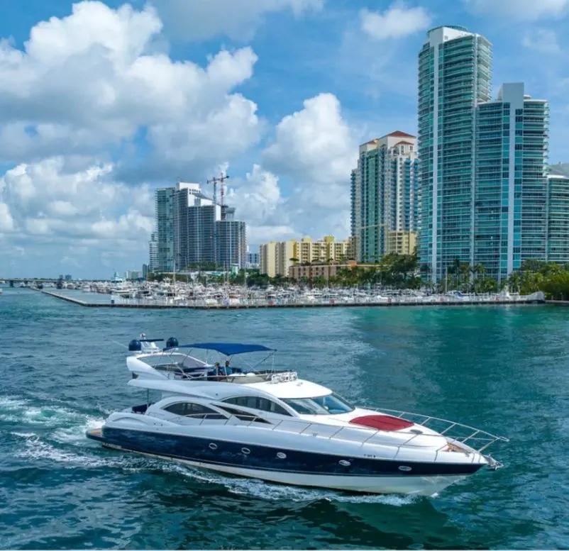Yacht with Miami skyline