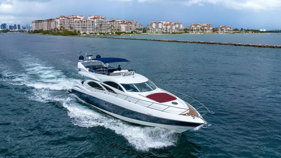 Sunseeker yacht cruising off Miami